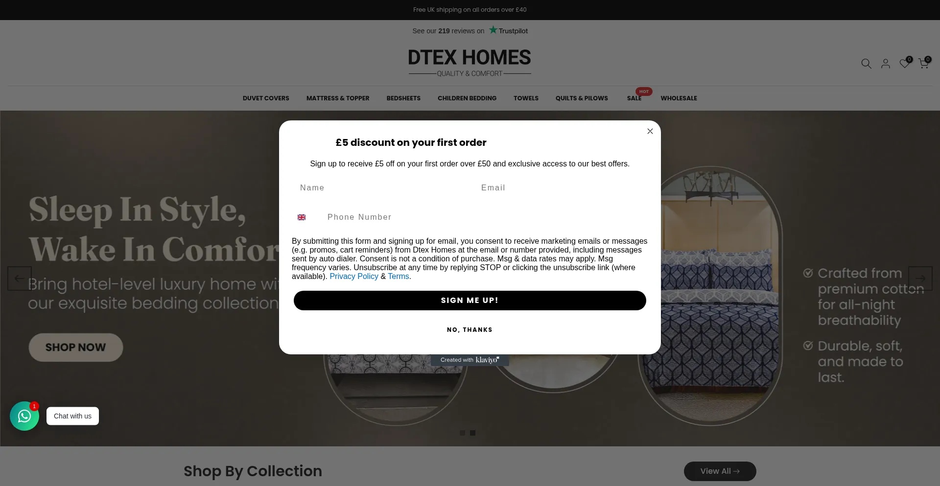 Website screenshot of Dtexhomes.co.uk