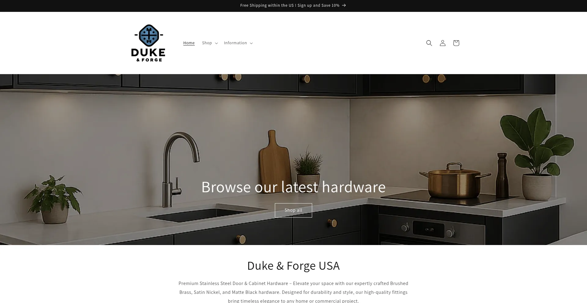 Website screenshot of Dukeandforge.com