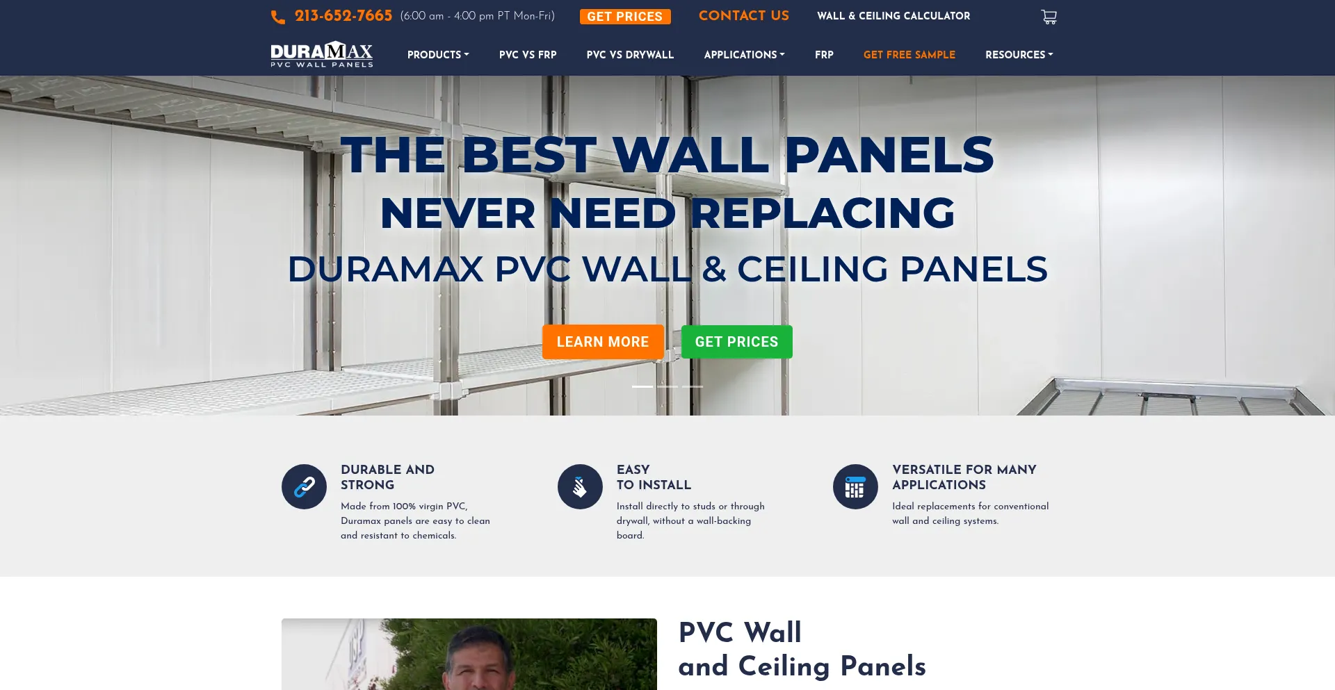 Website screenshot of Duramaxpvcpanels.com