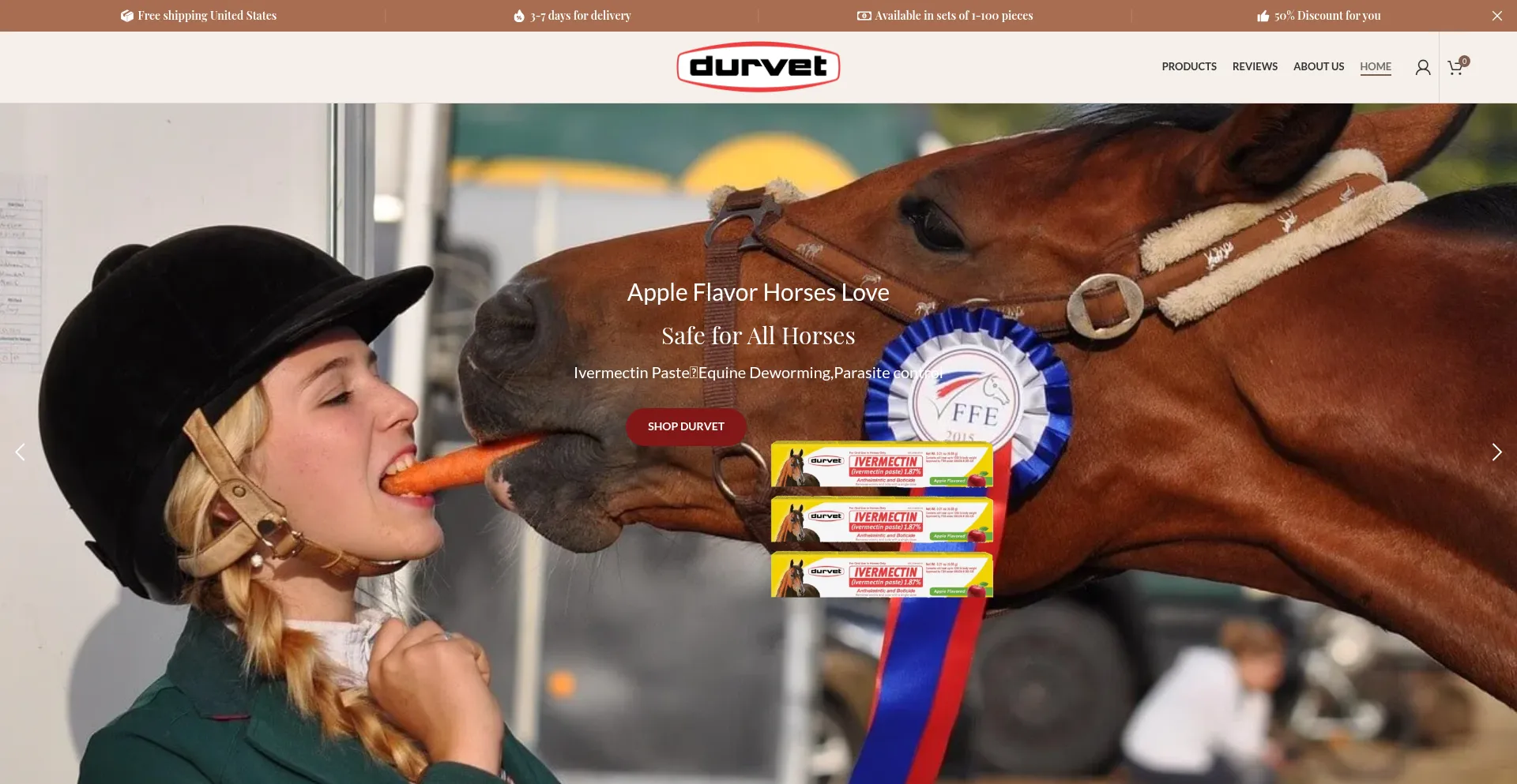 Website screenshot of Durvet.shop