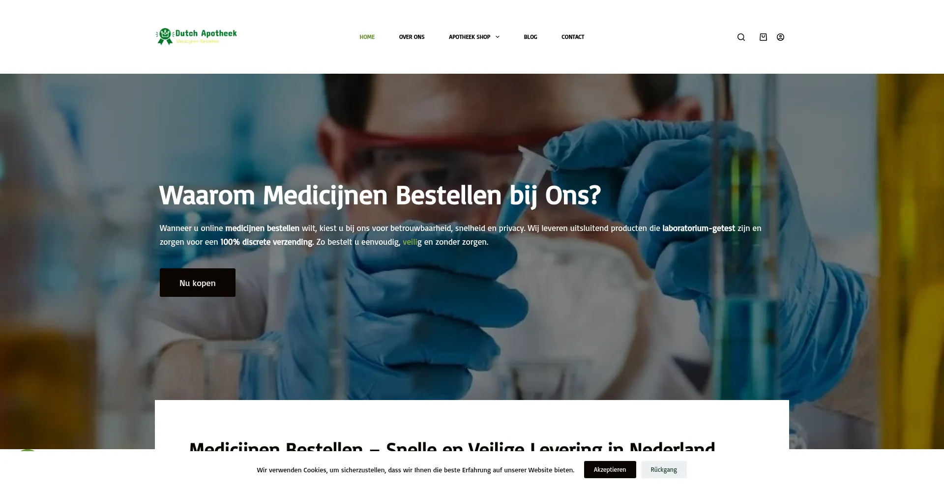 Website screenshot of Dutchapotheek.net