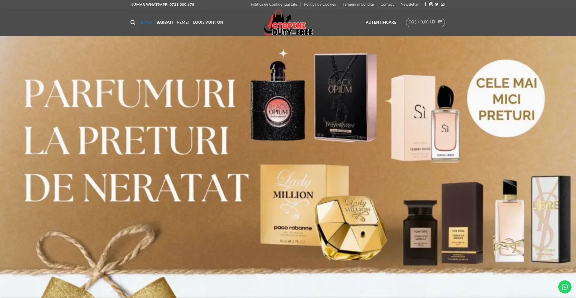 Website screenshot of Duty-freeotopeni.net