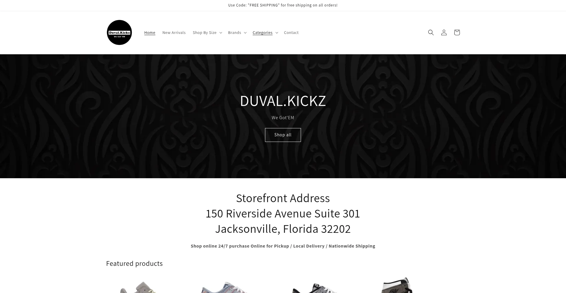 Website screenshot of Duvalkickz.com