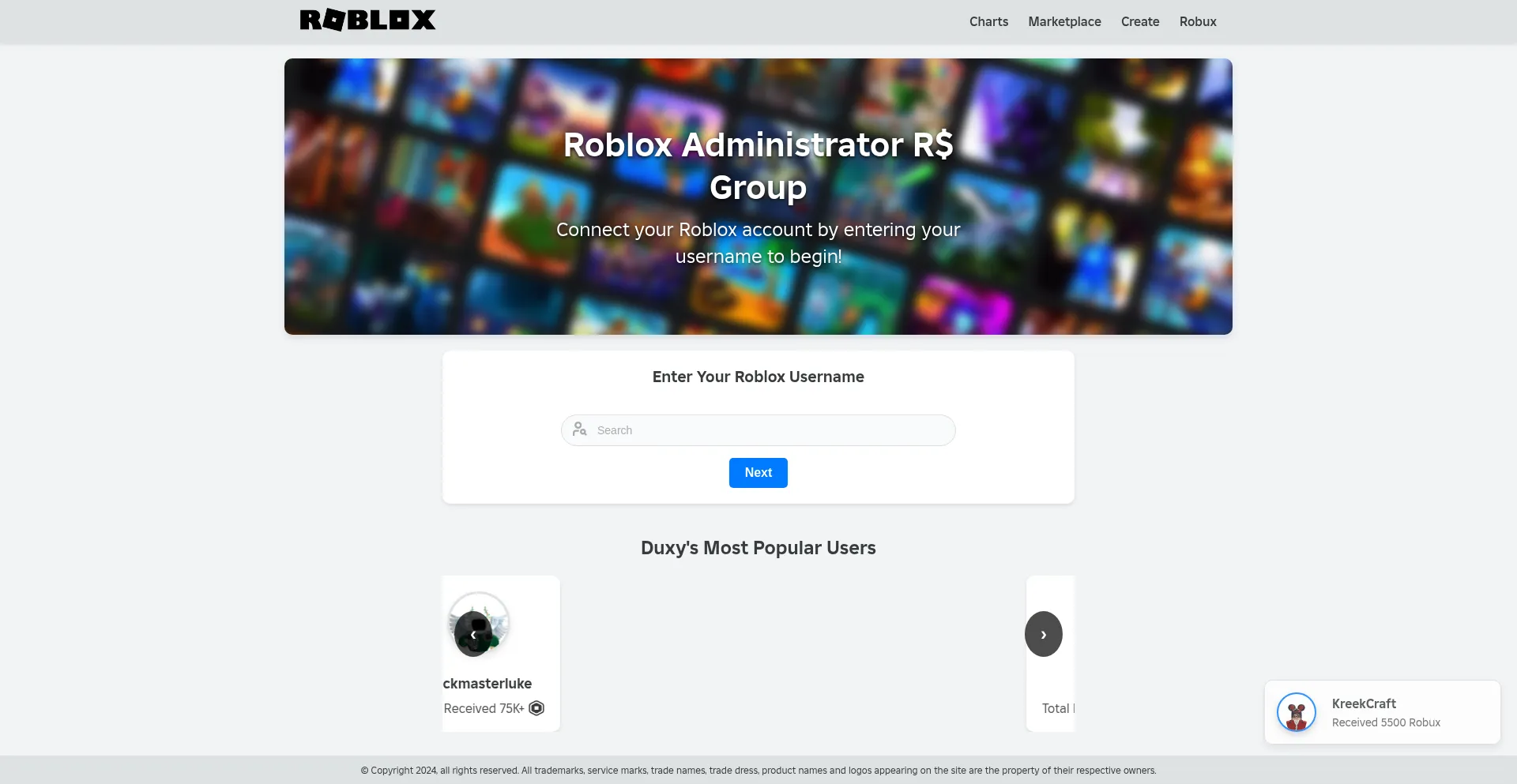 Website screenshot of Duxy.site