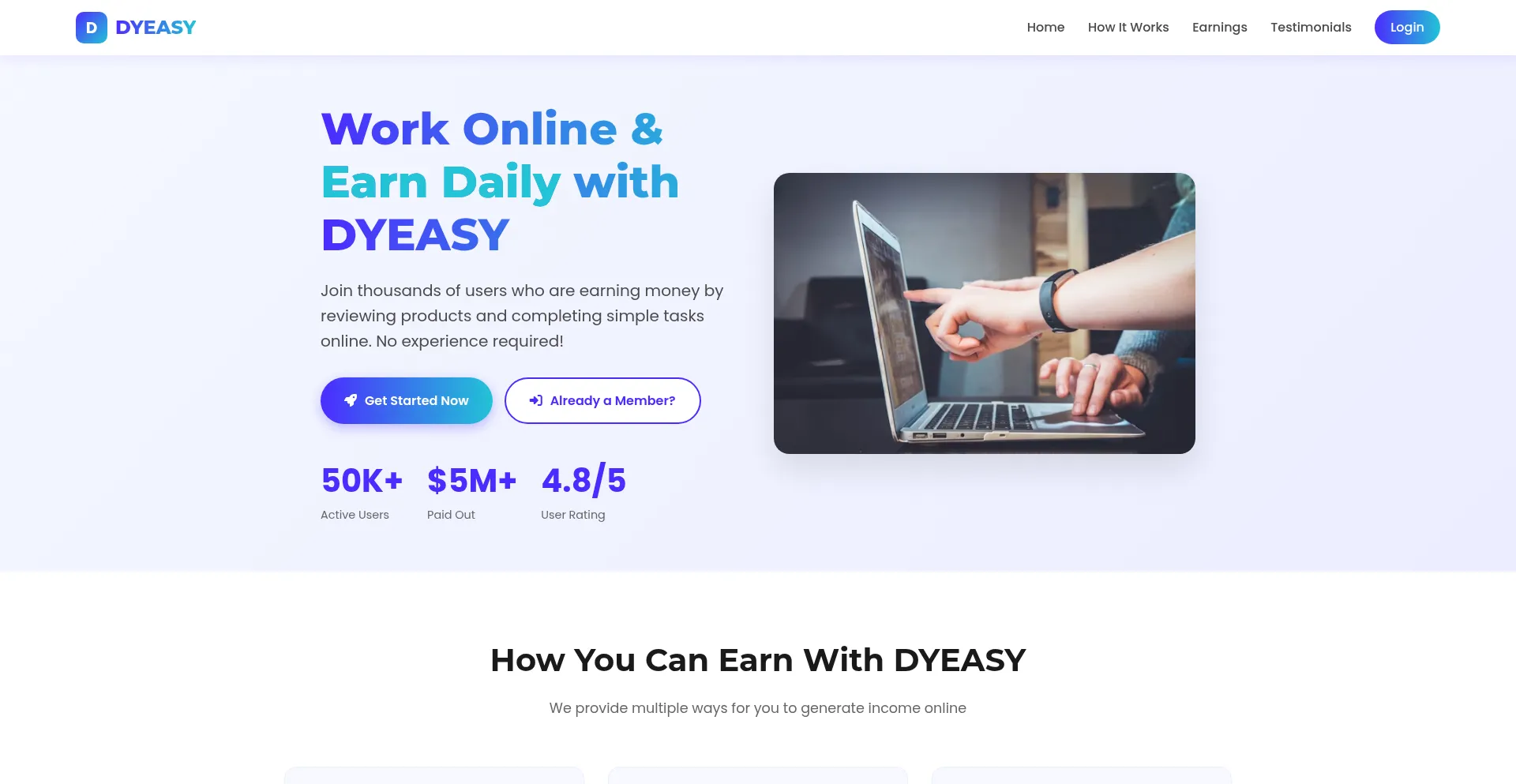 Website screenshot of Dyeasy.top