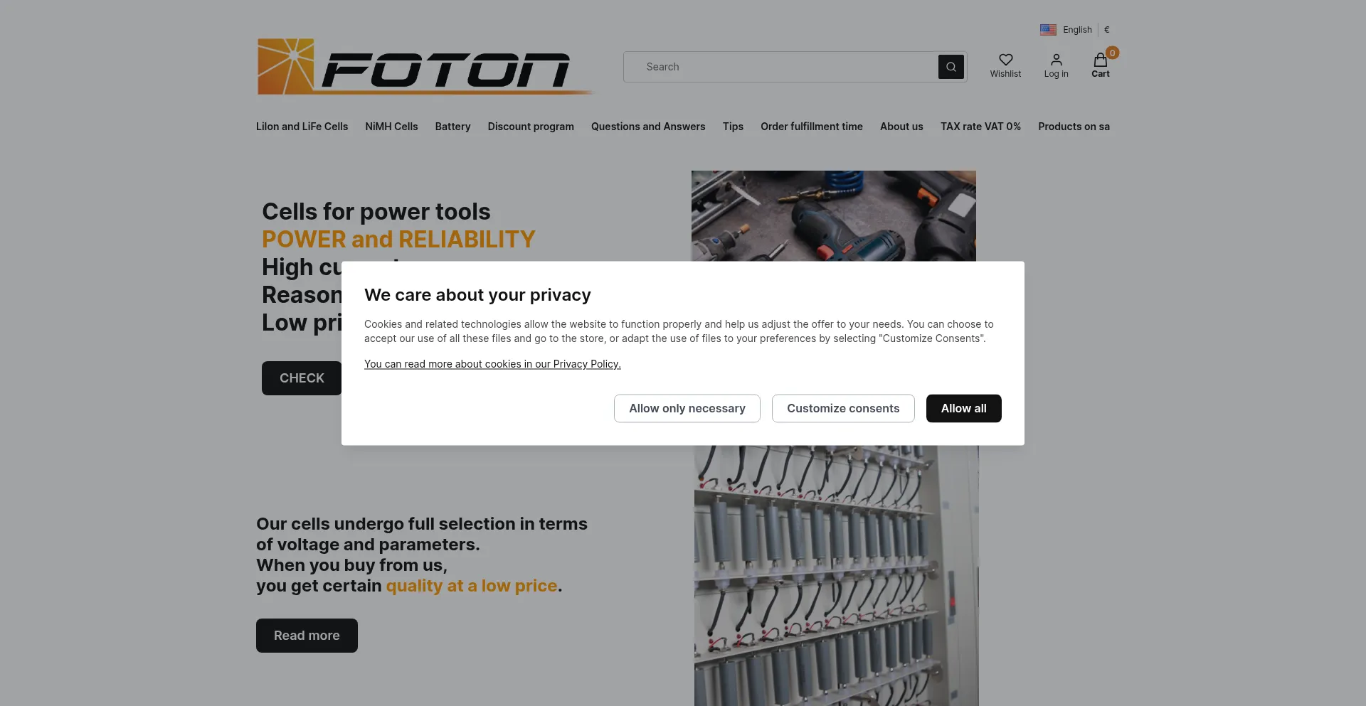 Website screenshot of E-foton.eu