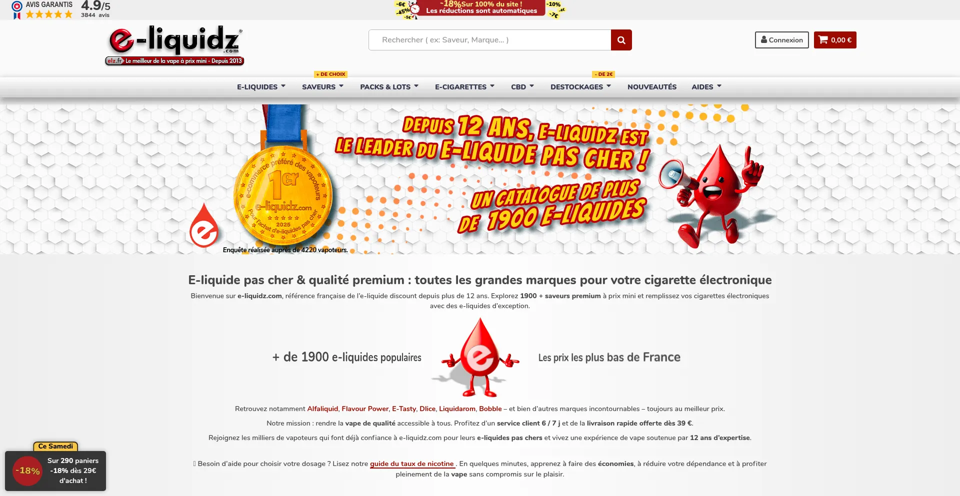 Website screenshot of E-liquidz.com