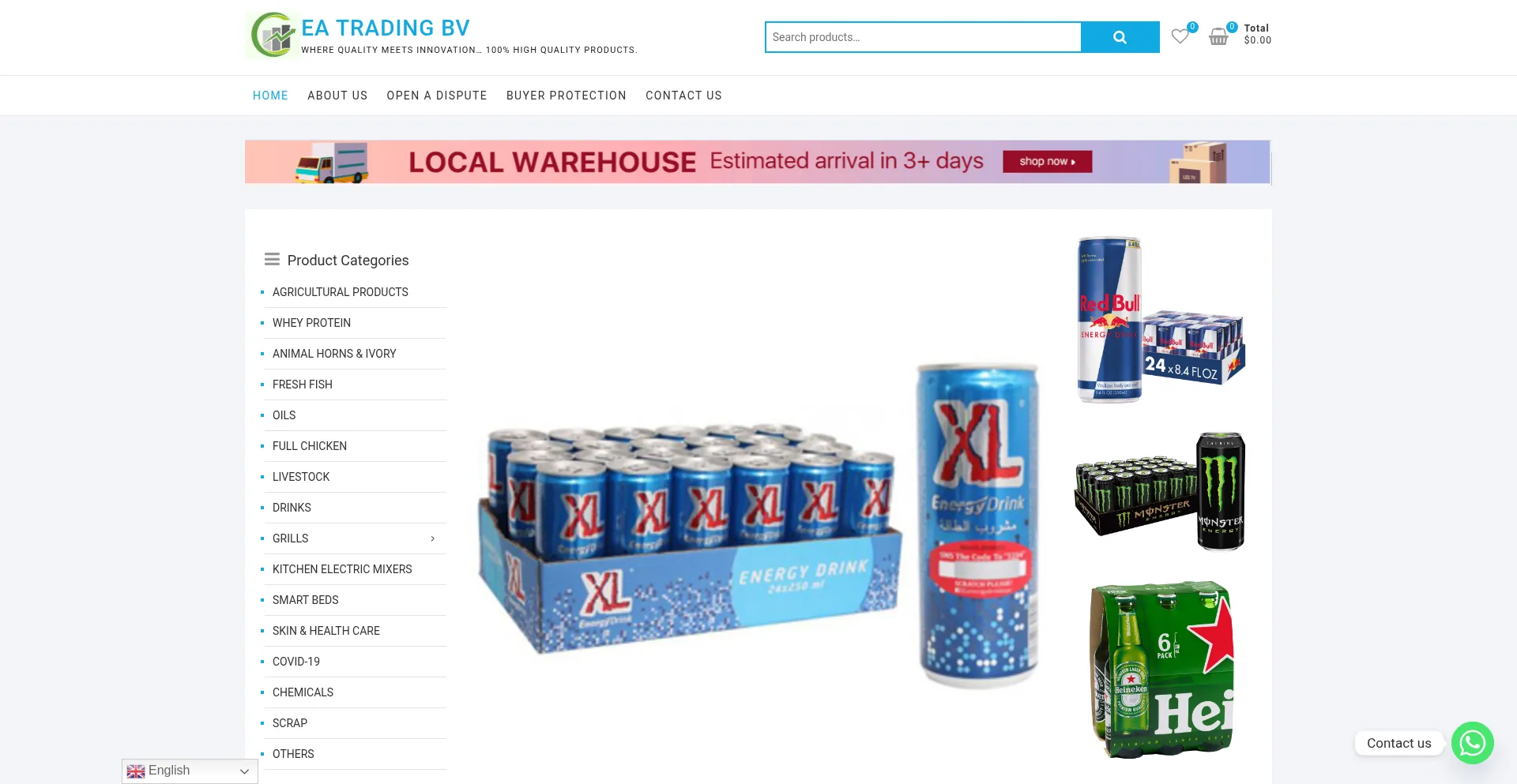 Website screenshot of Ea-tradingbv.com