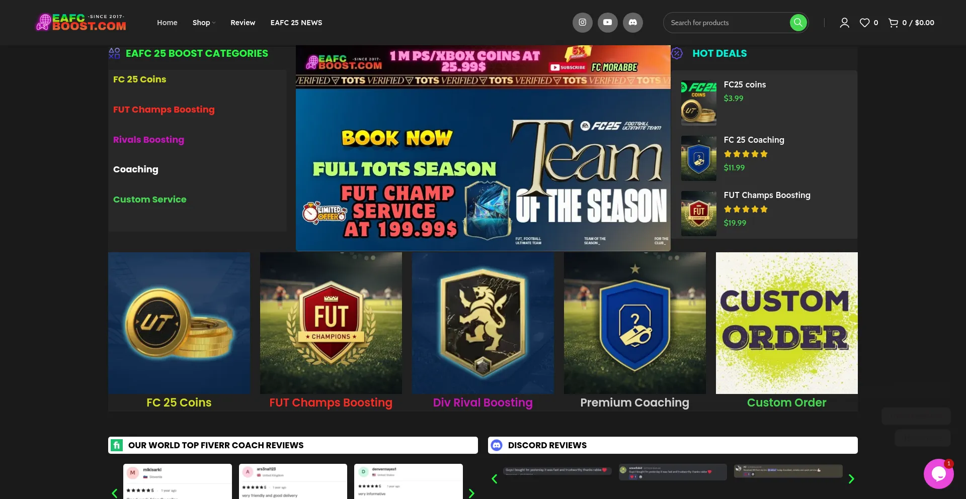 Website screenshot of Eafcboost.com