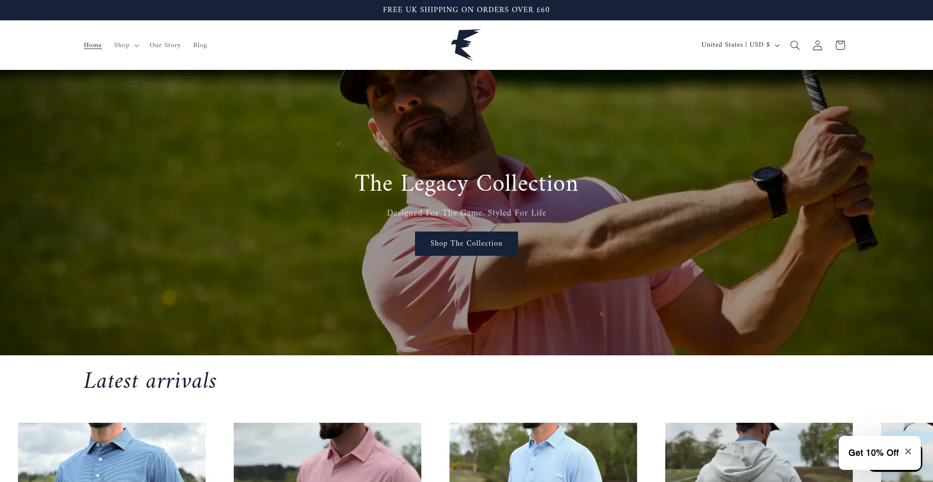 Website screenshot of Eagleapparelgolf.co.uk