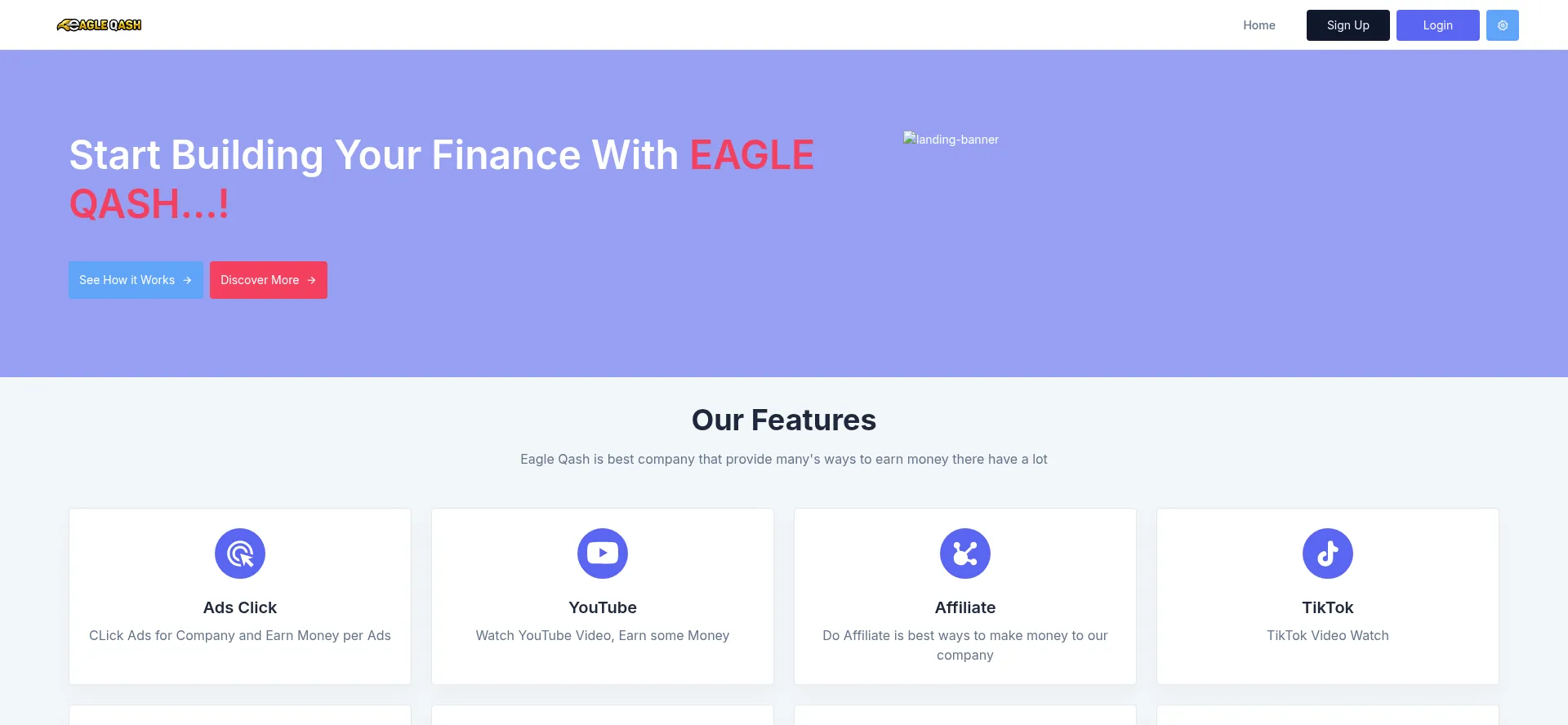 Website screenshot of Eagleqash-technologies.com