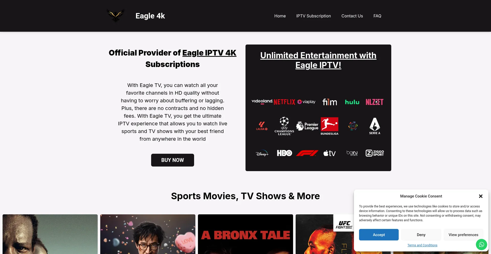 Website screenshot of Eagletv.site