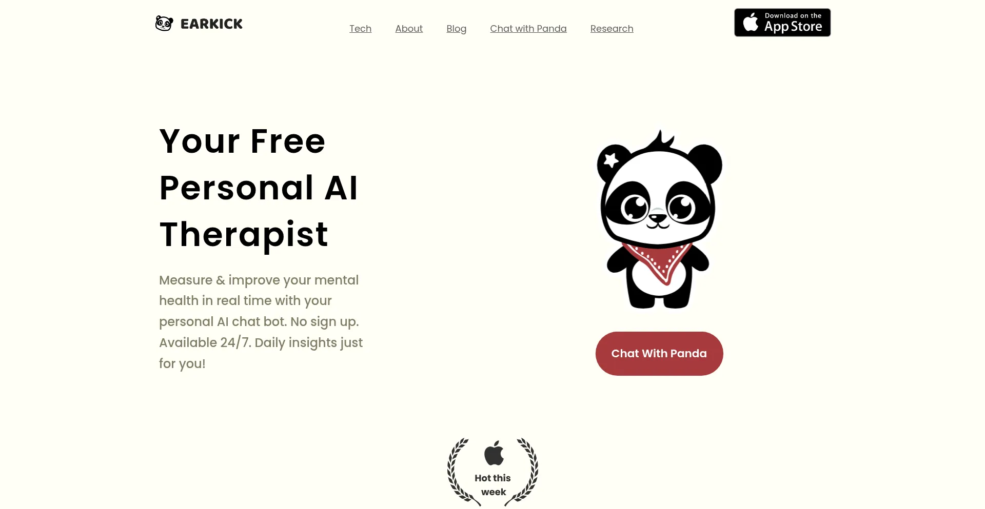 Website screenshot of Earkick.com