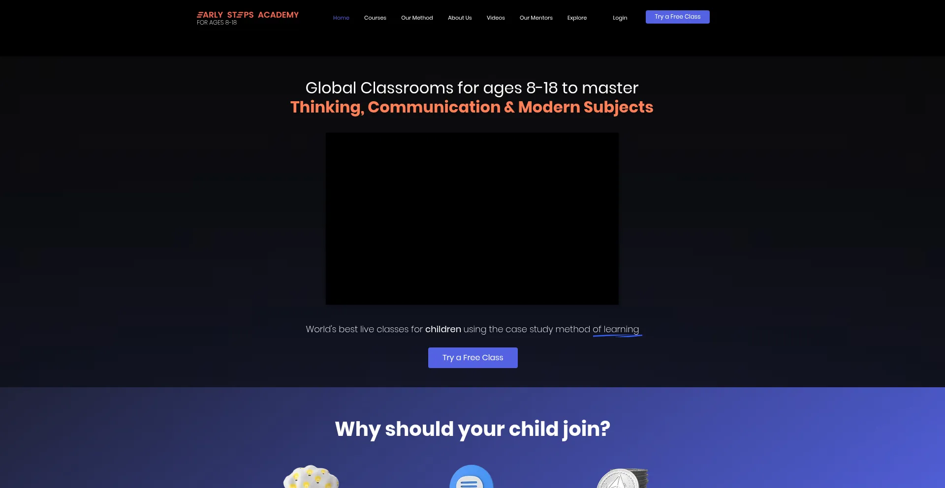 Website screenshot of Earlysteps.co