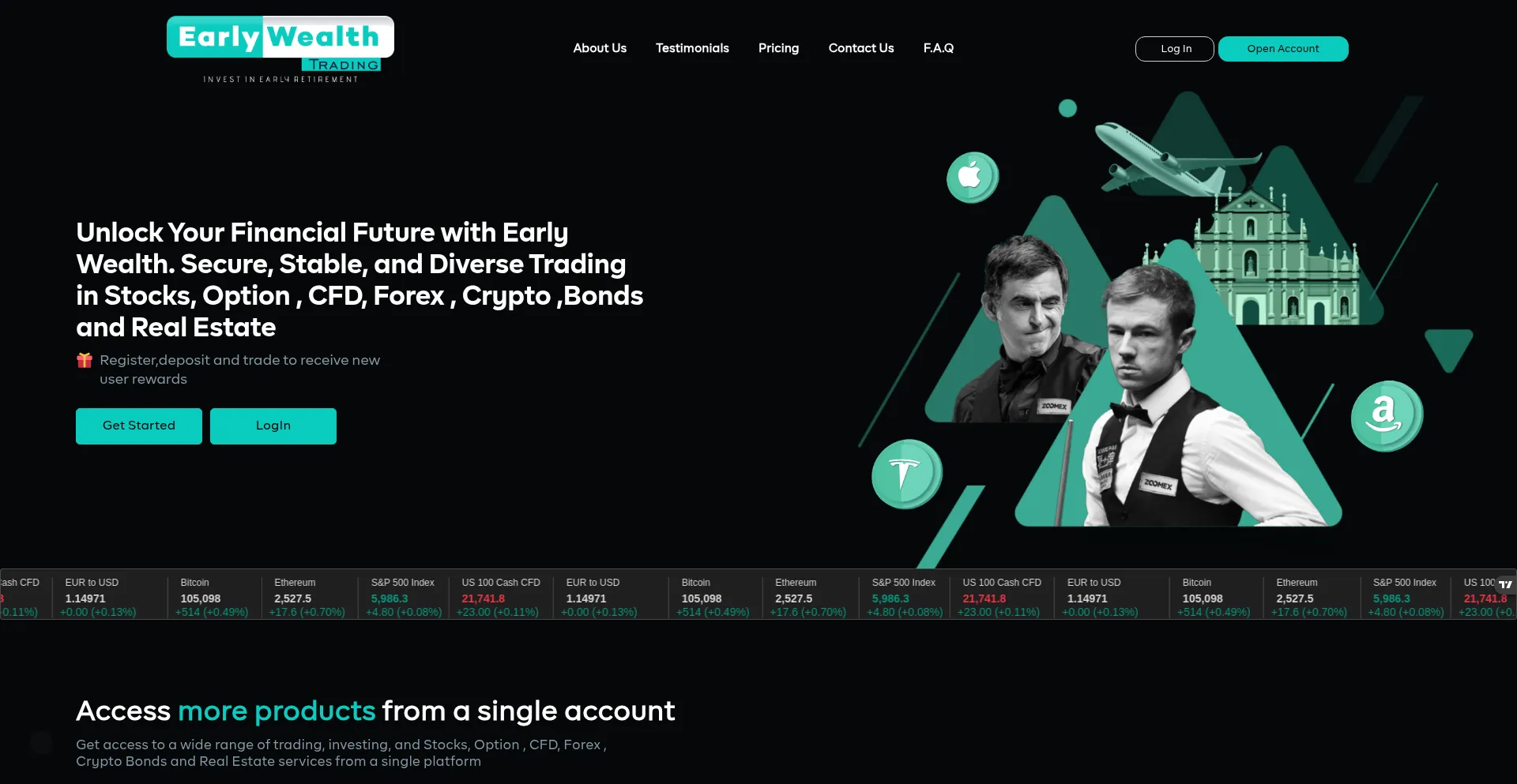 Website screenshot of Earlywealthtrading.com