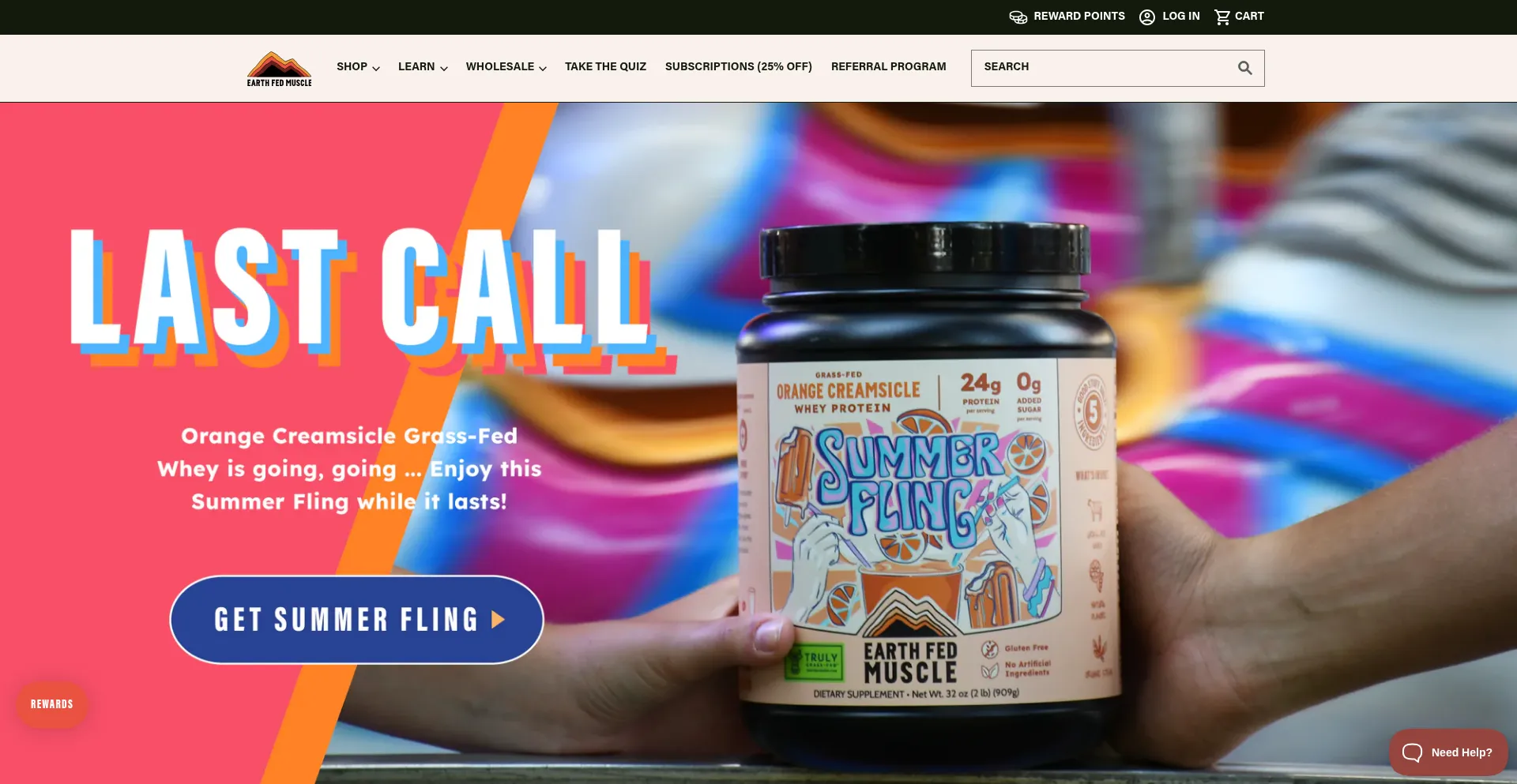 Website screenshot of Earthfedmuscle.com