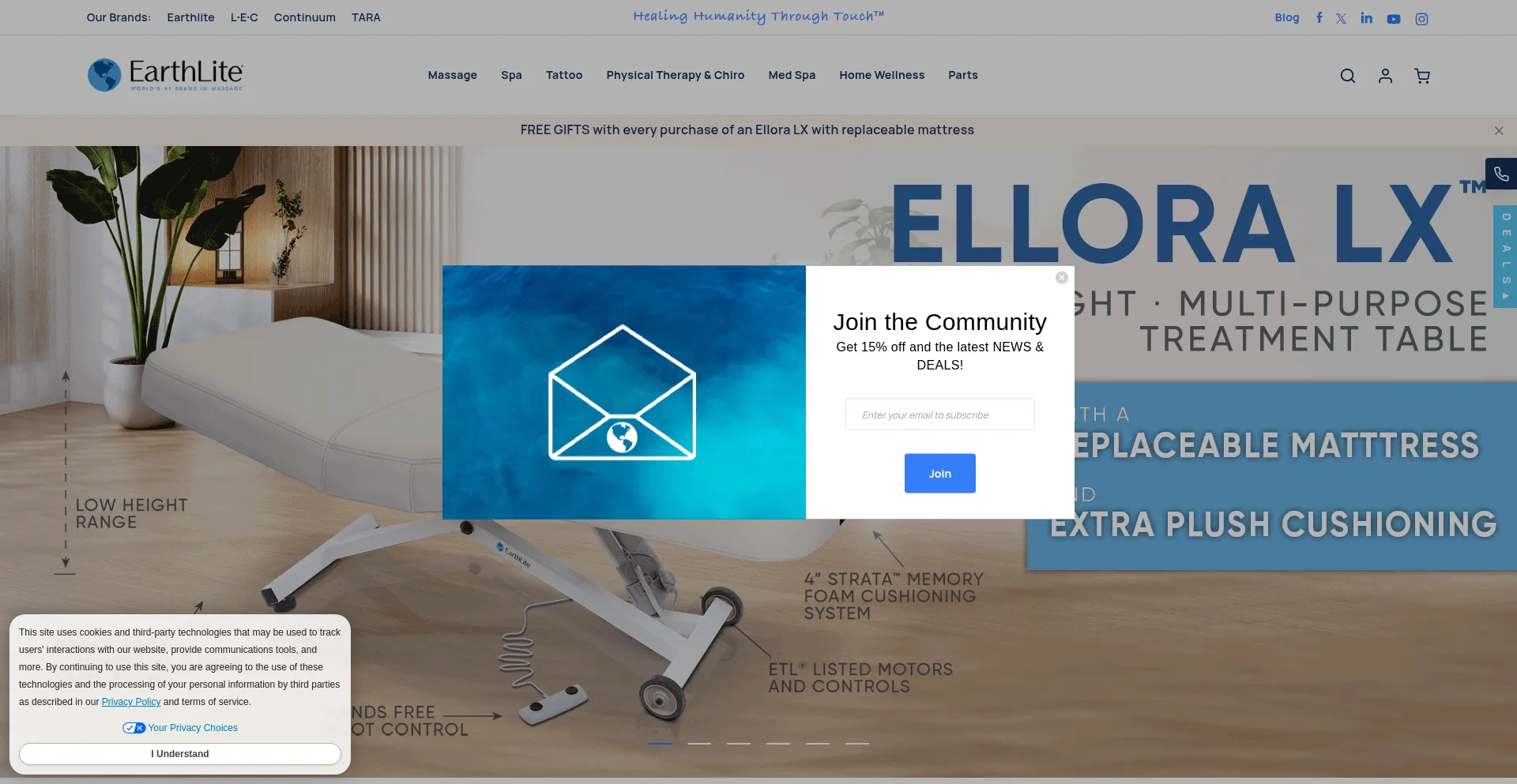 Website screenshot of Earthlite.com