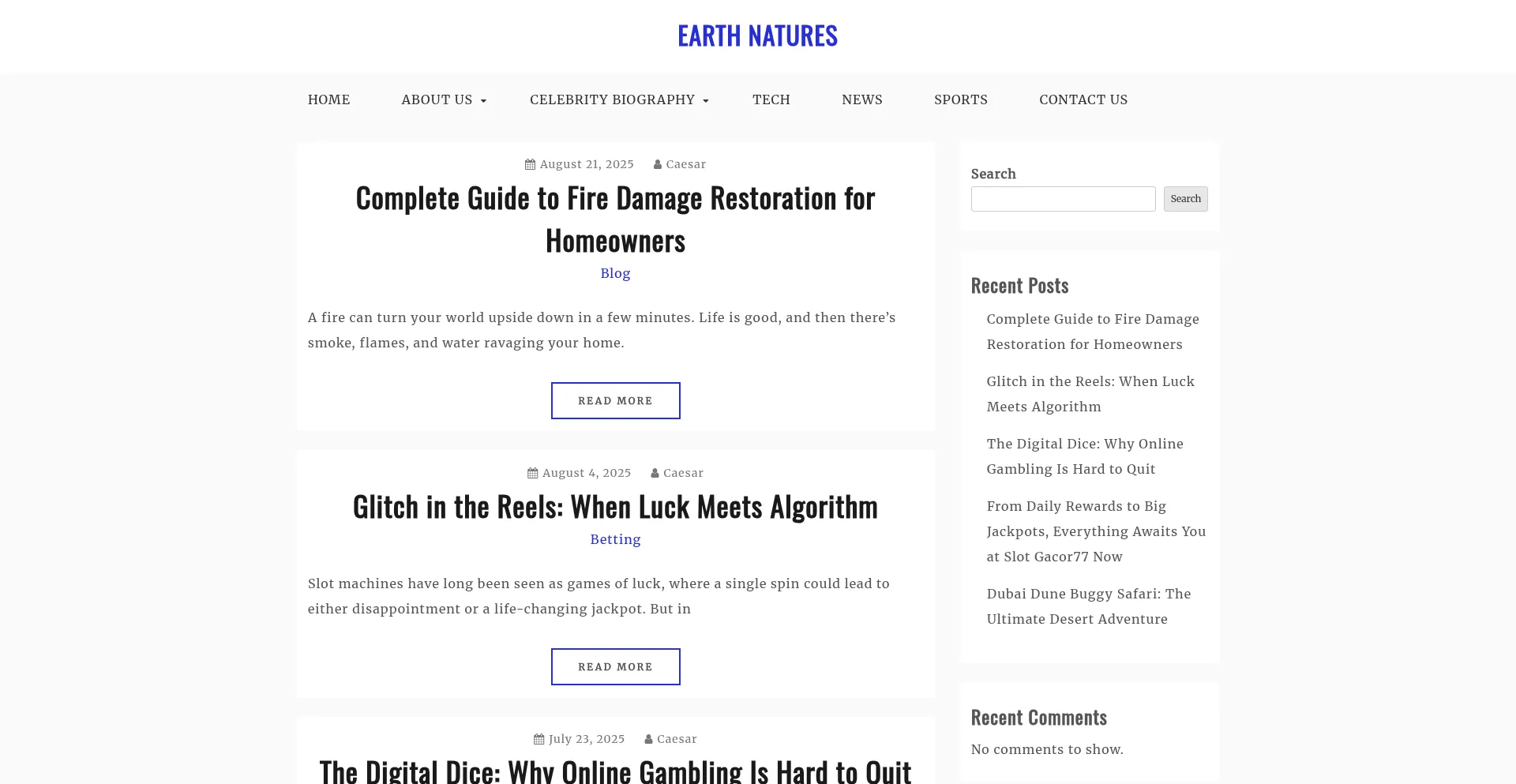 Earthnatures.com Screenshot