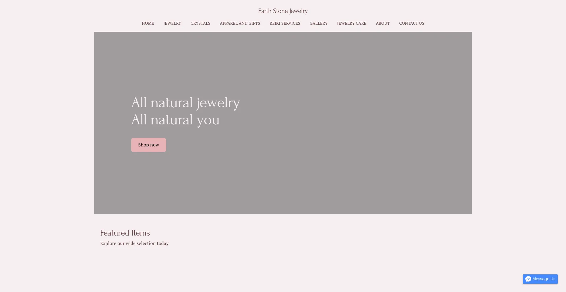 Website screenshot of Earthstonejewelry.com