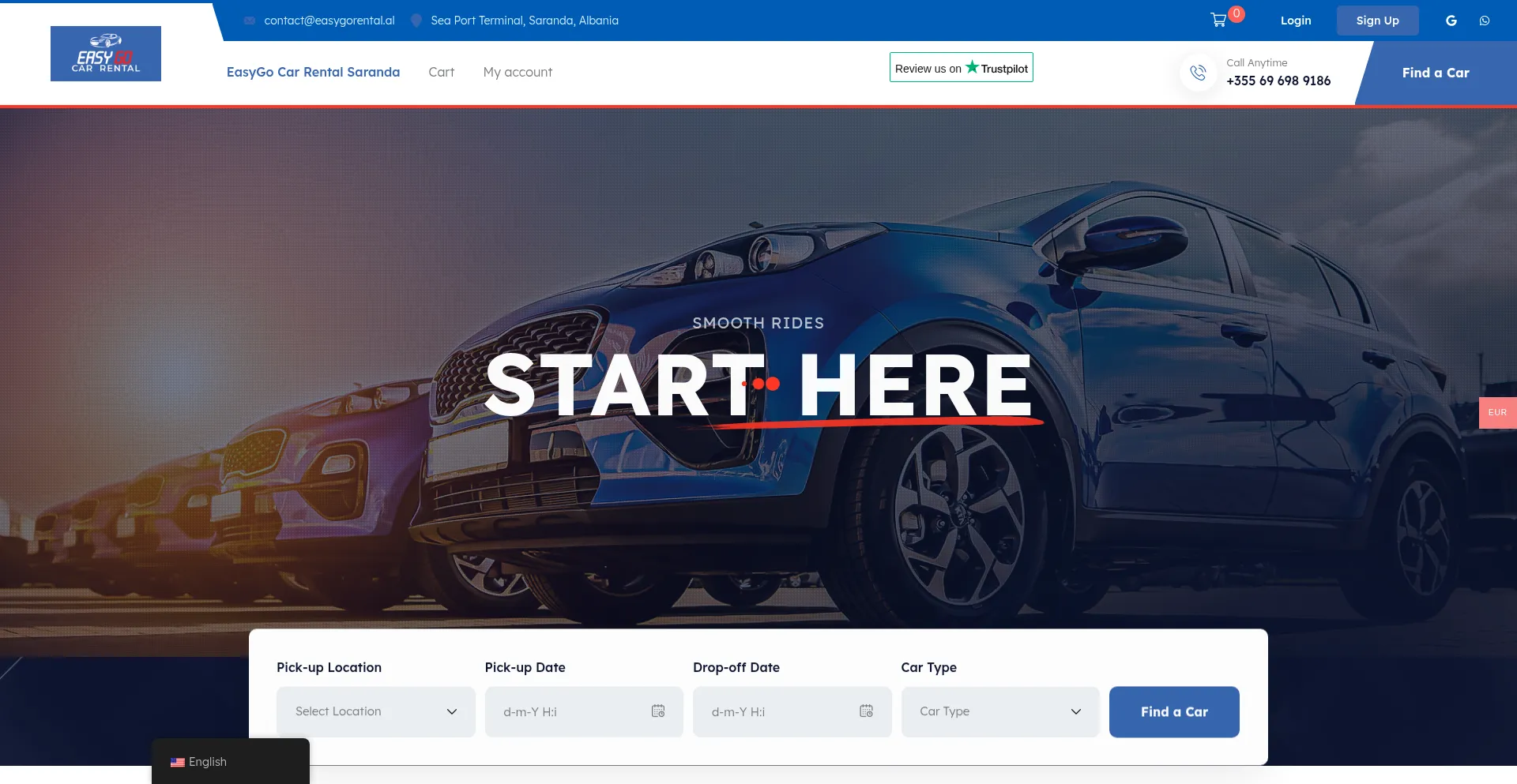 Website screenshot of Easygorental.al