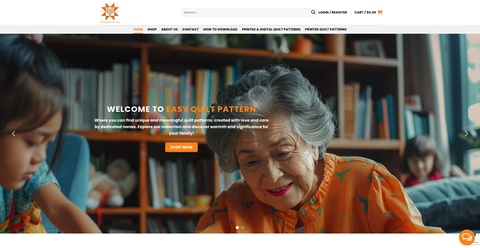 Website screenshot of Easyquiltpattern.com