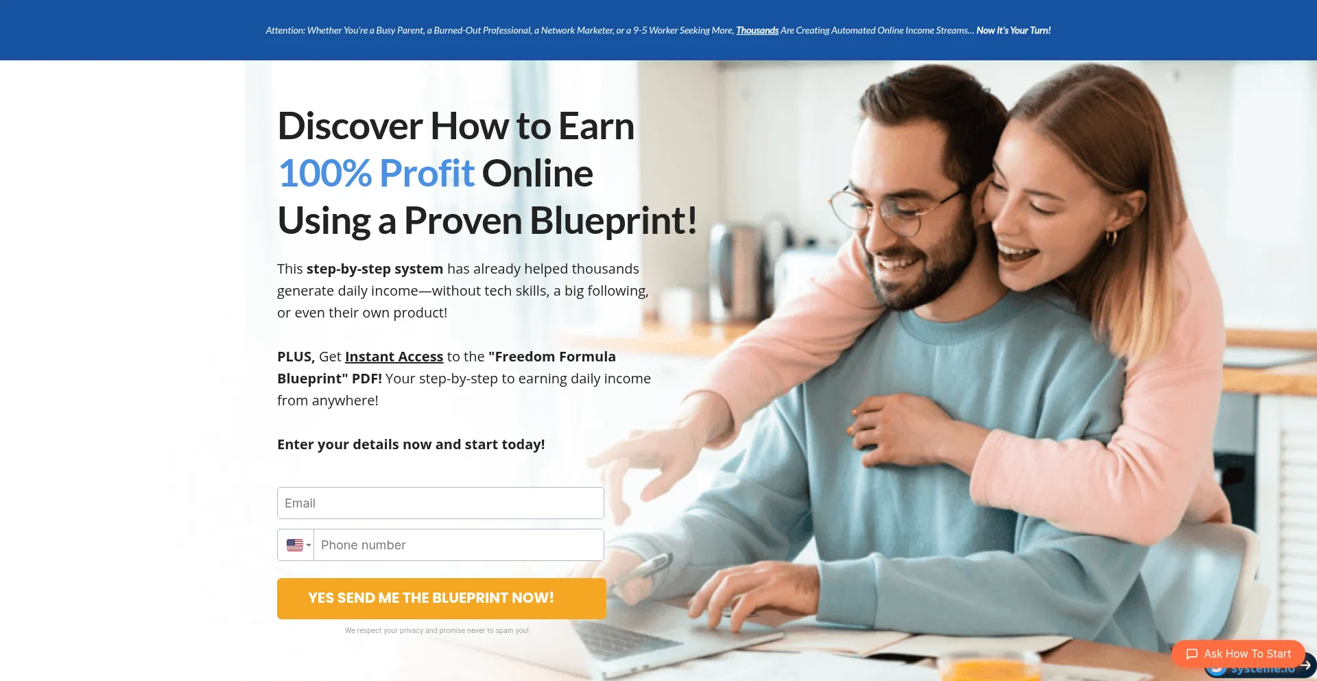 Website screenshot of Easytofollowblueprint.com