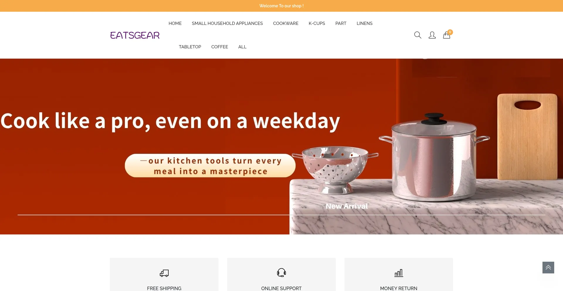 Website screenshot of Eatsgear.com