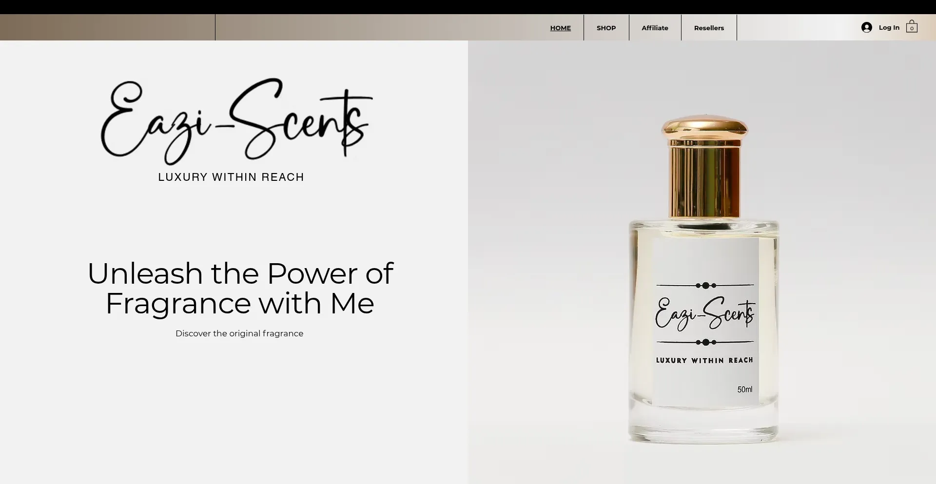 Website screenshot of Eaziscents.co.za