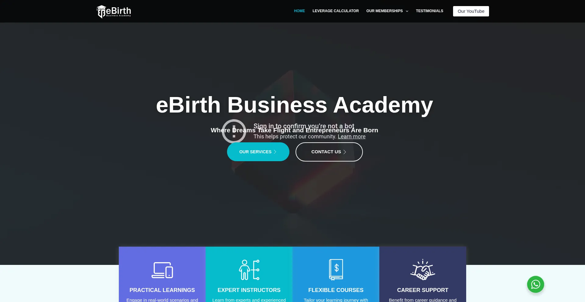 Website screenshot of Ebirth.net