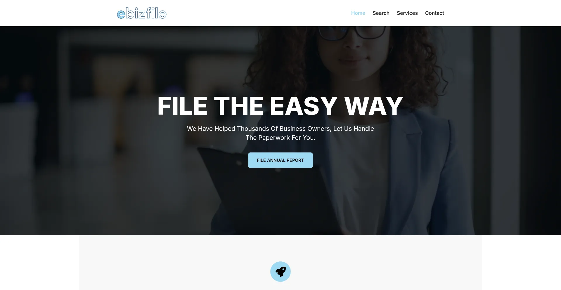 Website screenshot of Ebizfile.com