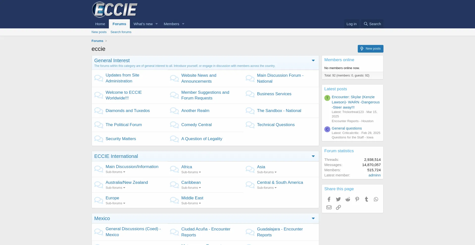 Website screenshot of Eccie.com