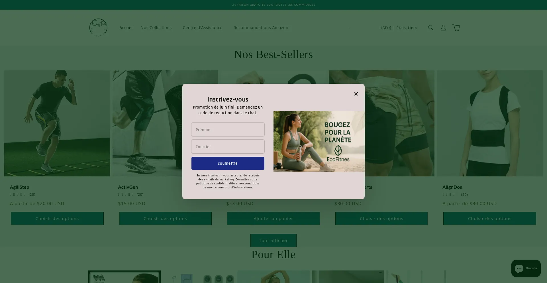 Website screenshot of Ecofitnes.com