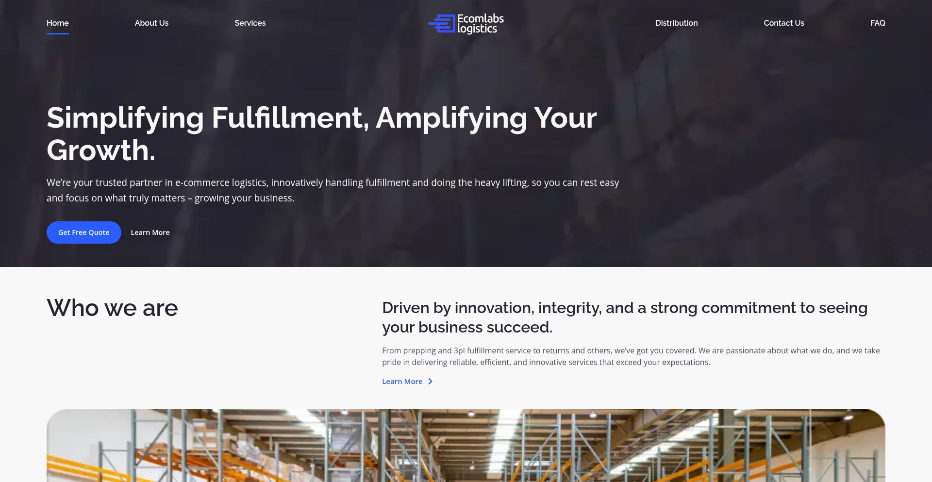 Website screenshot of Ecomlabs.com