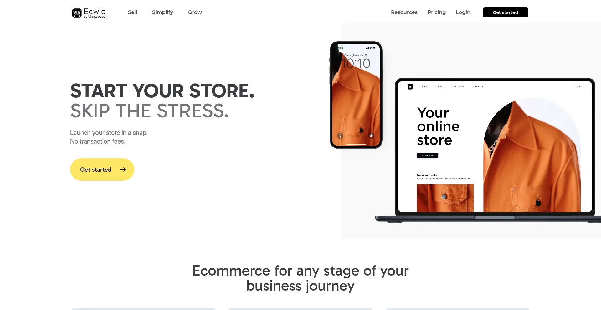 Website screenshot of Ecwid.com