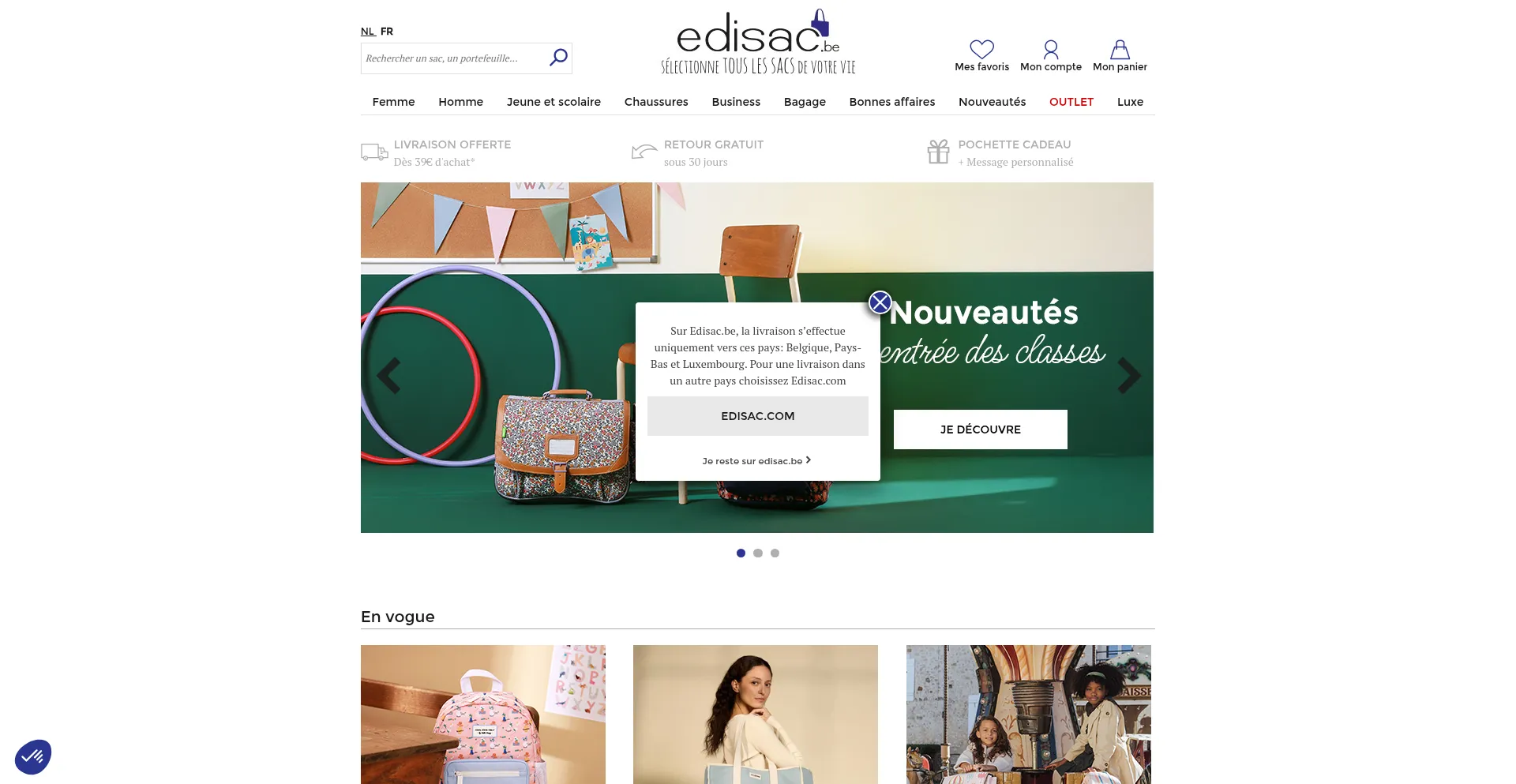 Website screenshot of Edisac.be