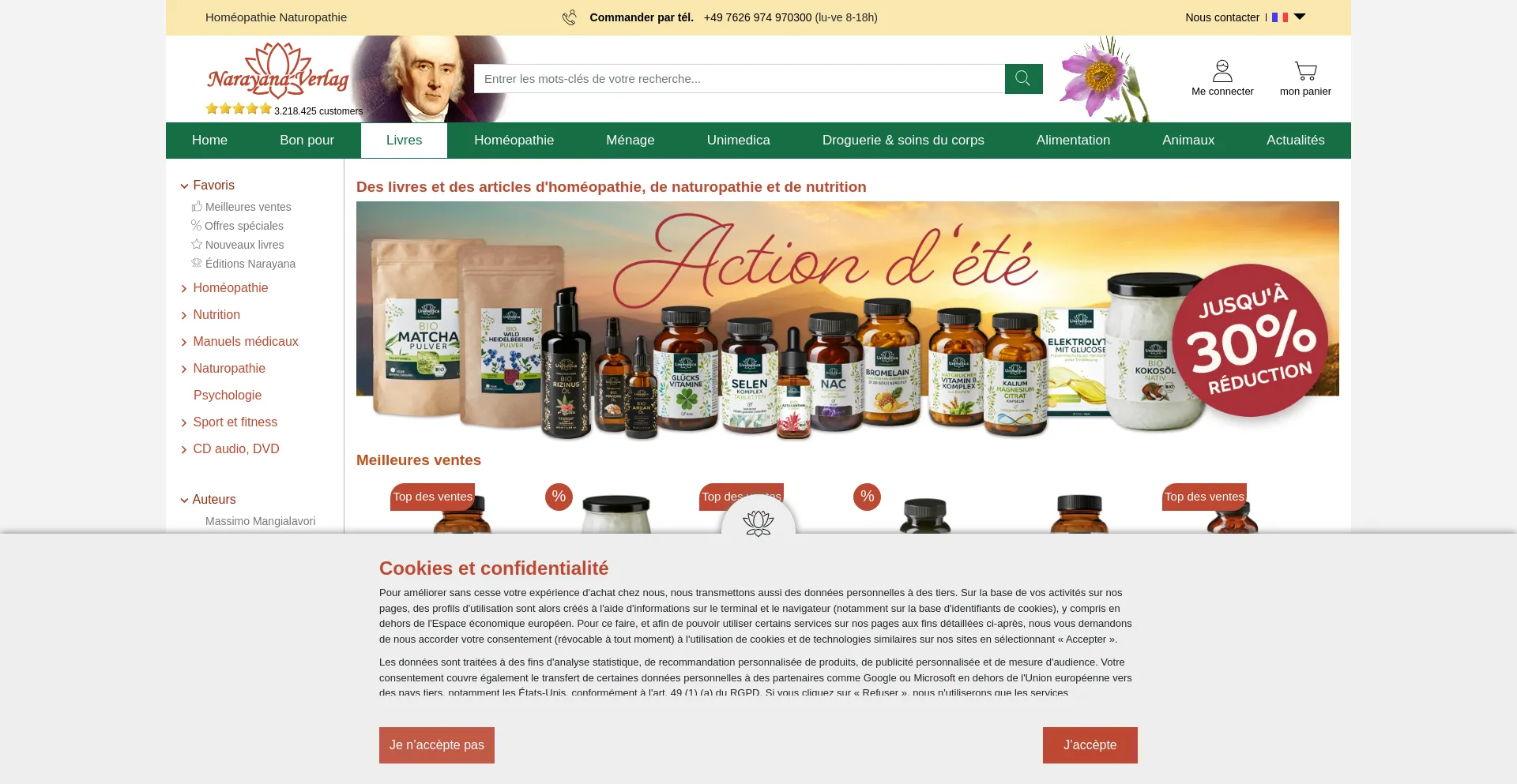 Website screenshot of Editions-narayana.fr