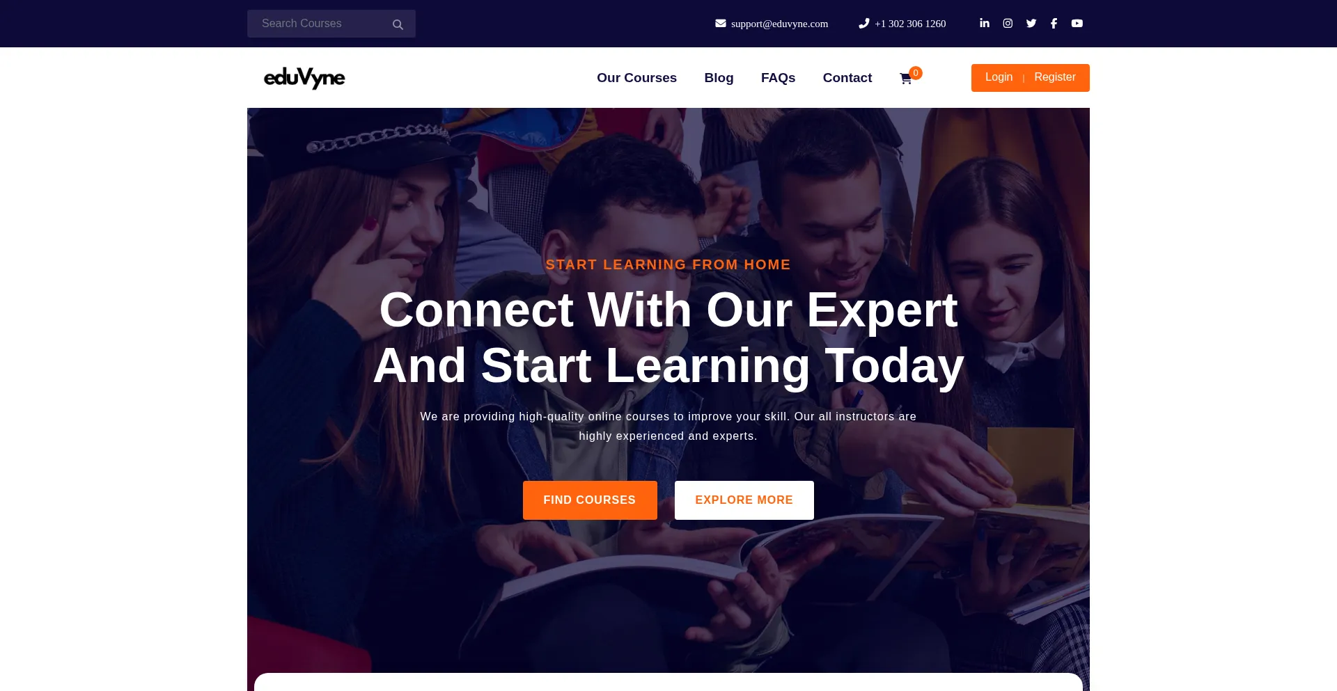 Website screenshot of Eduvyne.com