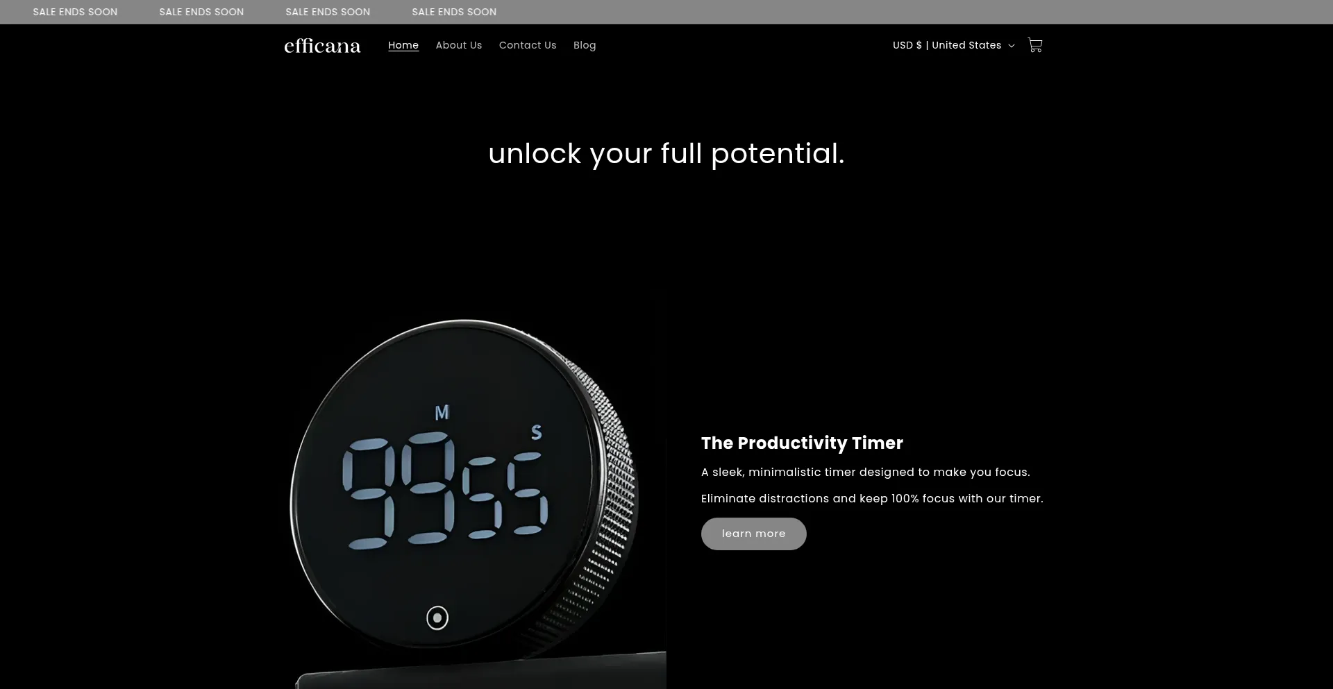 Website screenshot of Efficana.com
