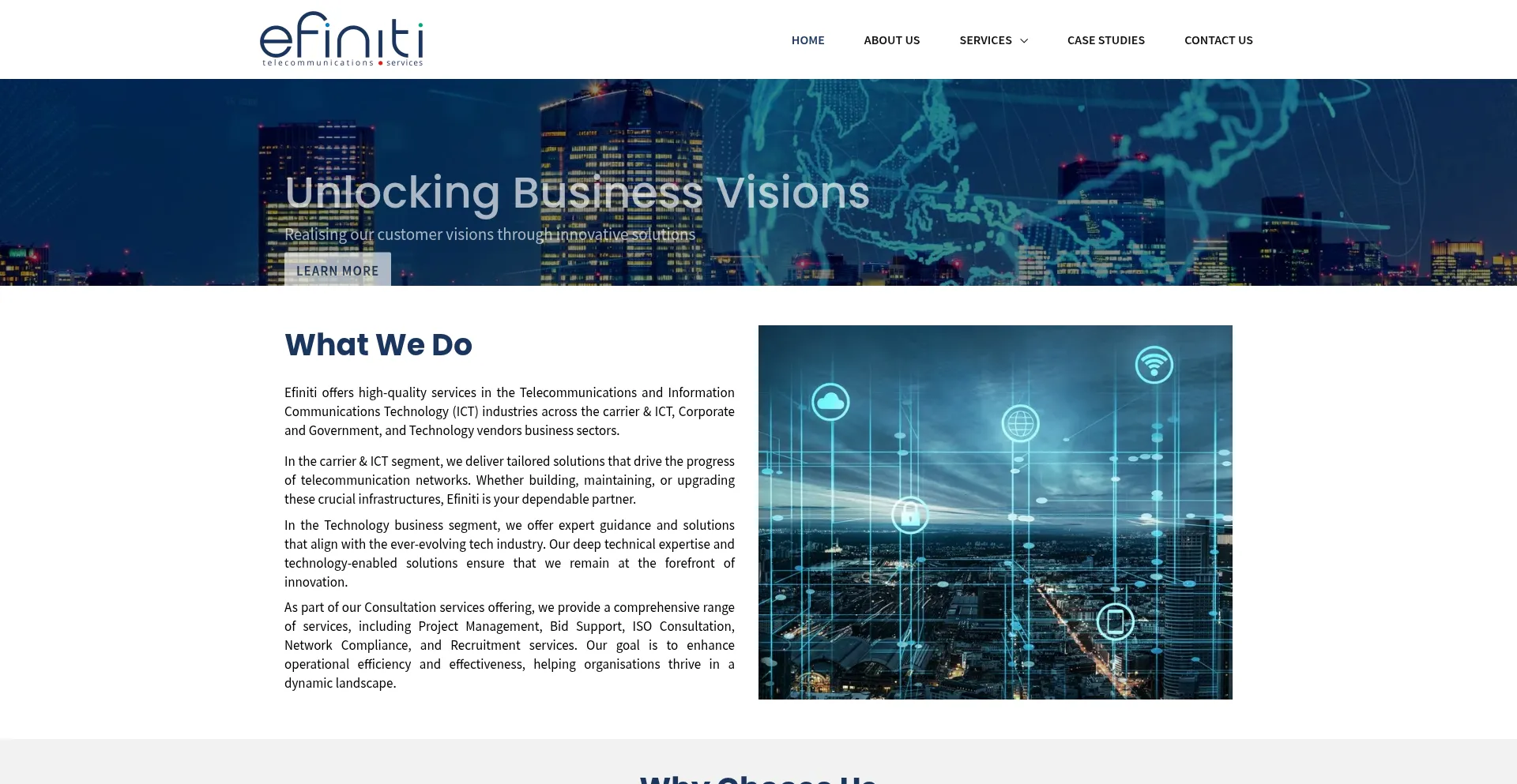 Website screenshot of Efiniti.com.au