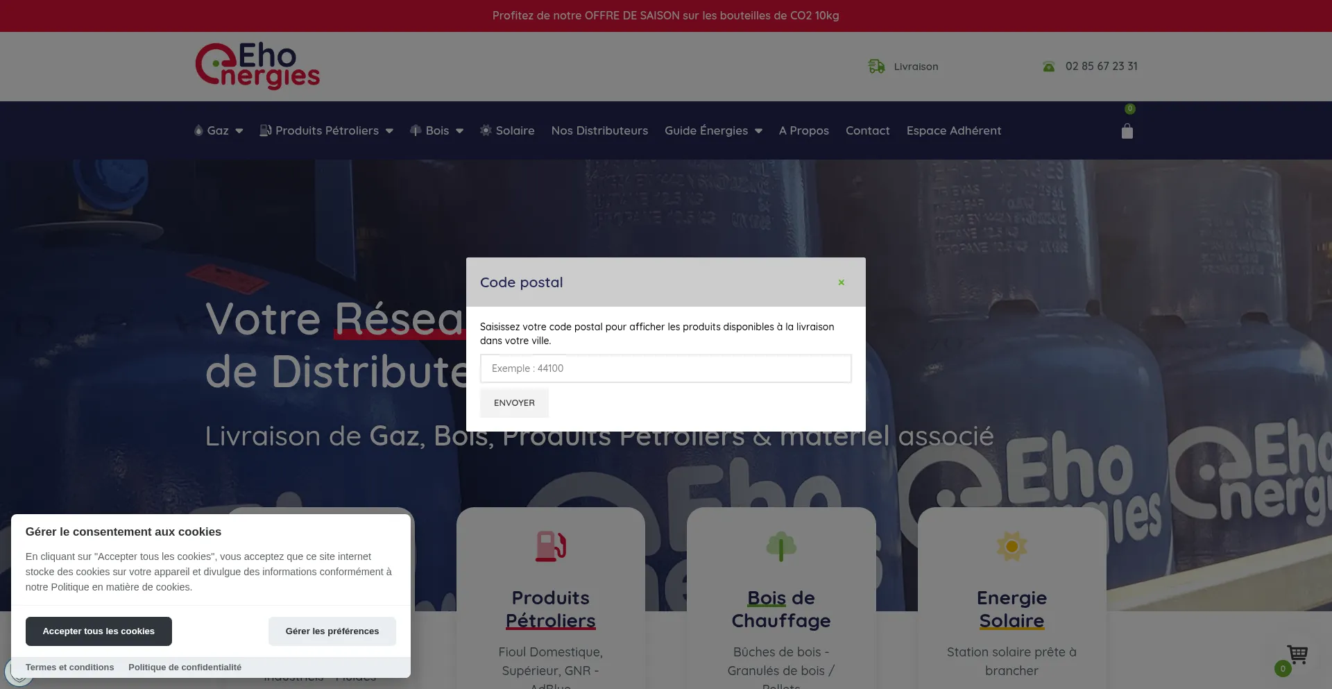 Website screenshot of Eho-energies.fr