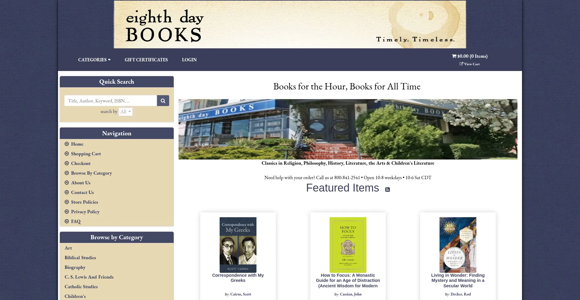 Website screenshot of Eighthdaybooks.com