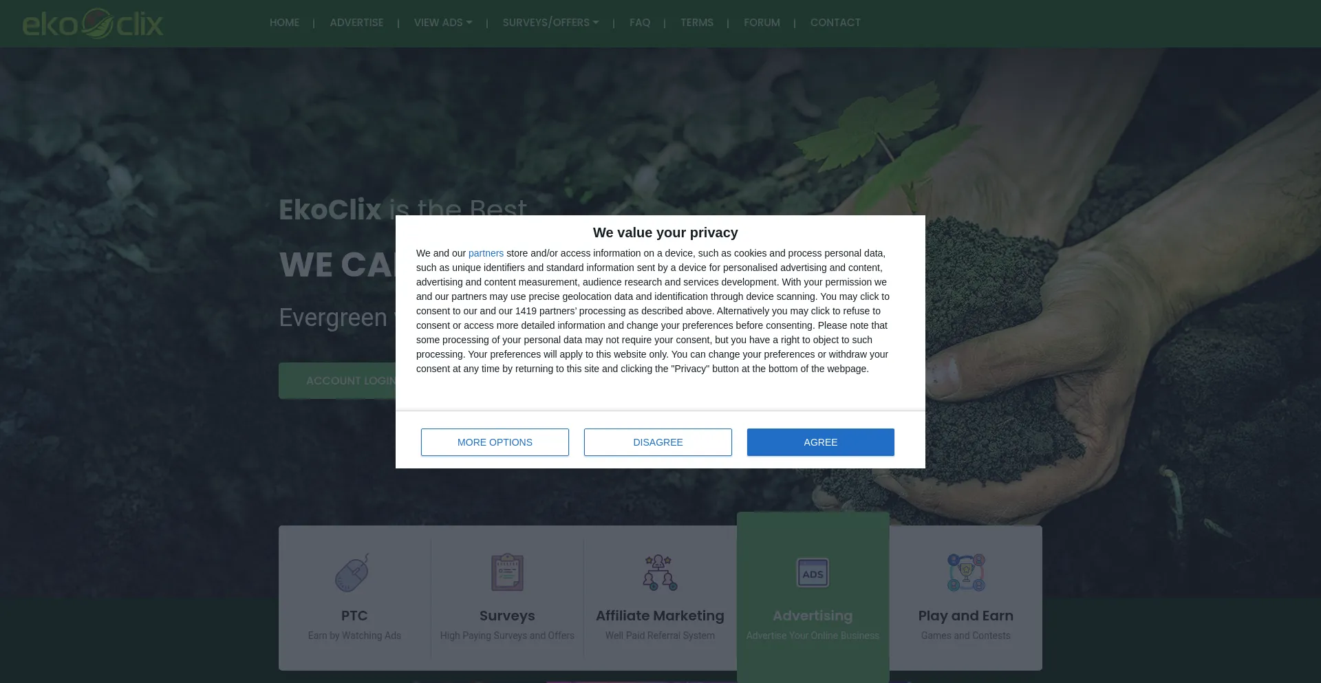 Website screenshot of Ekoclix.com