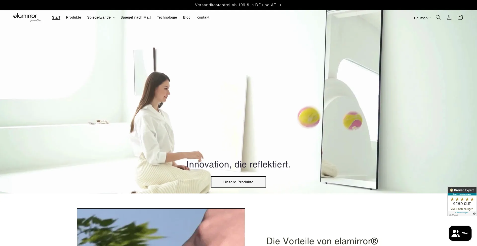 Website screenshot of Elamirror.de