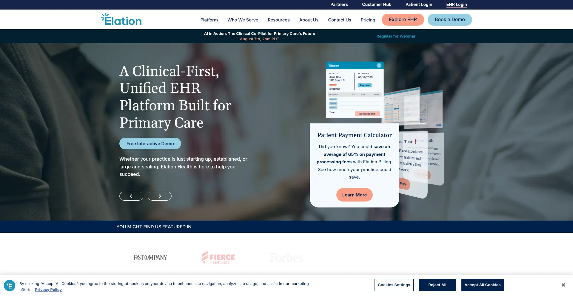 Website screenshot of Elationhealth.com