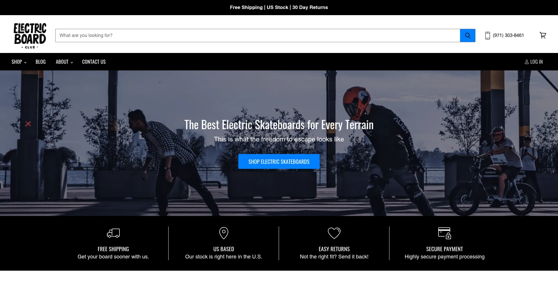 Website screenshot of Electricboardclub.com