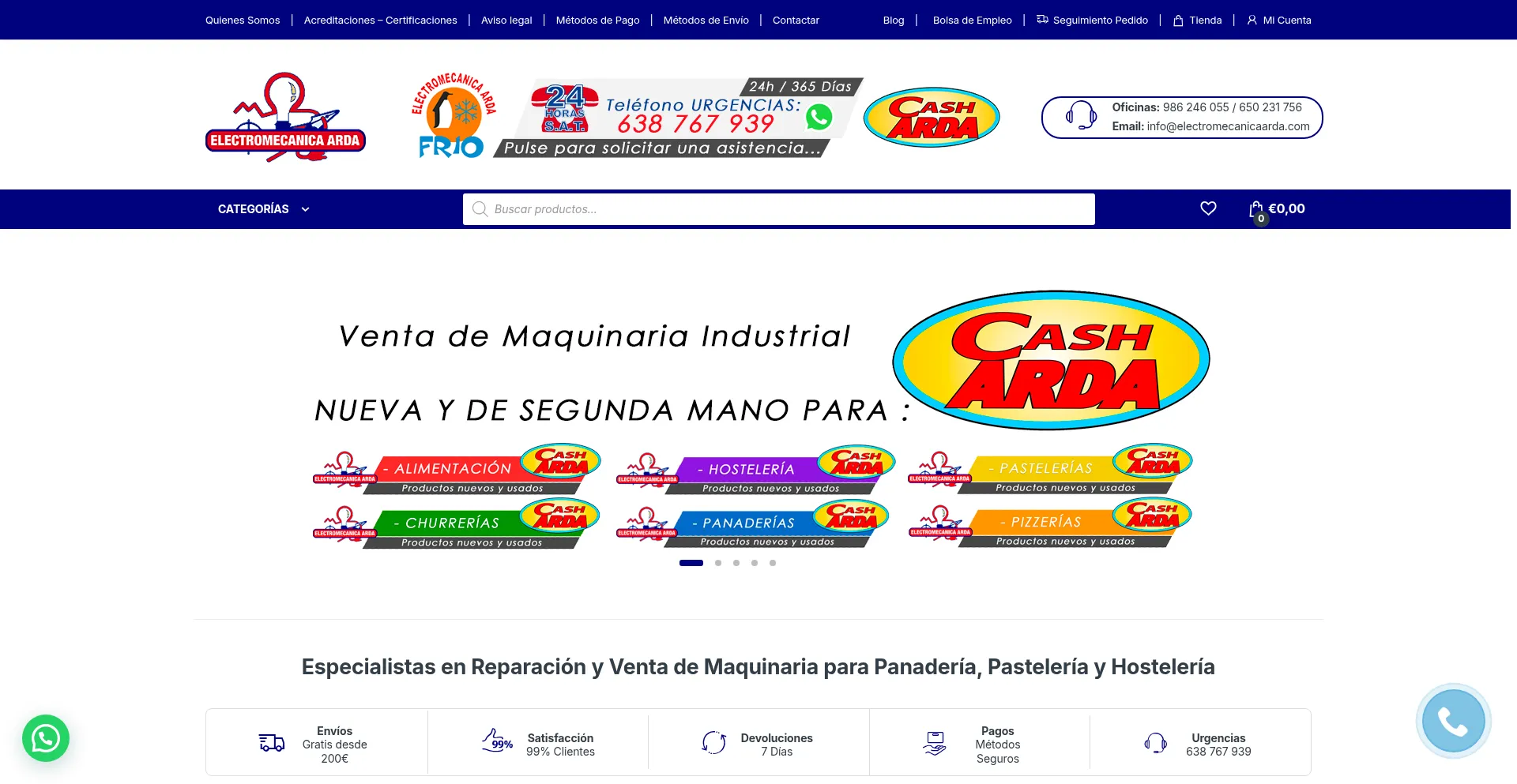 Website screenshot of Electromecanicaarda.com