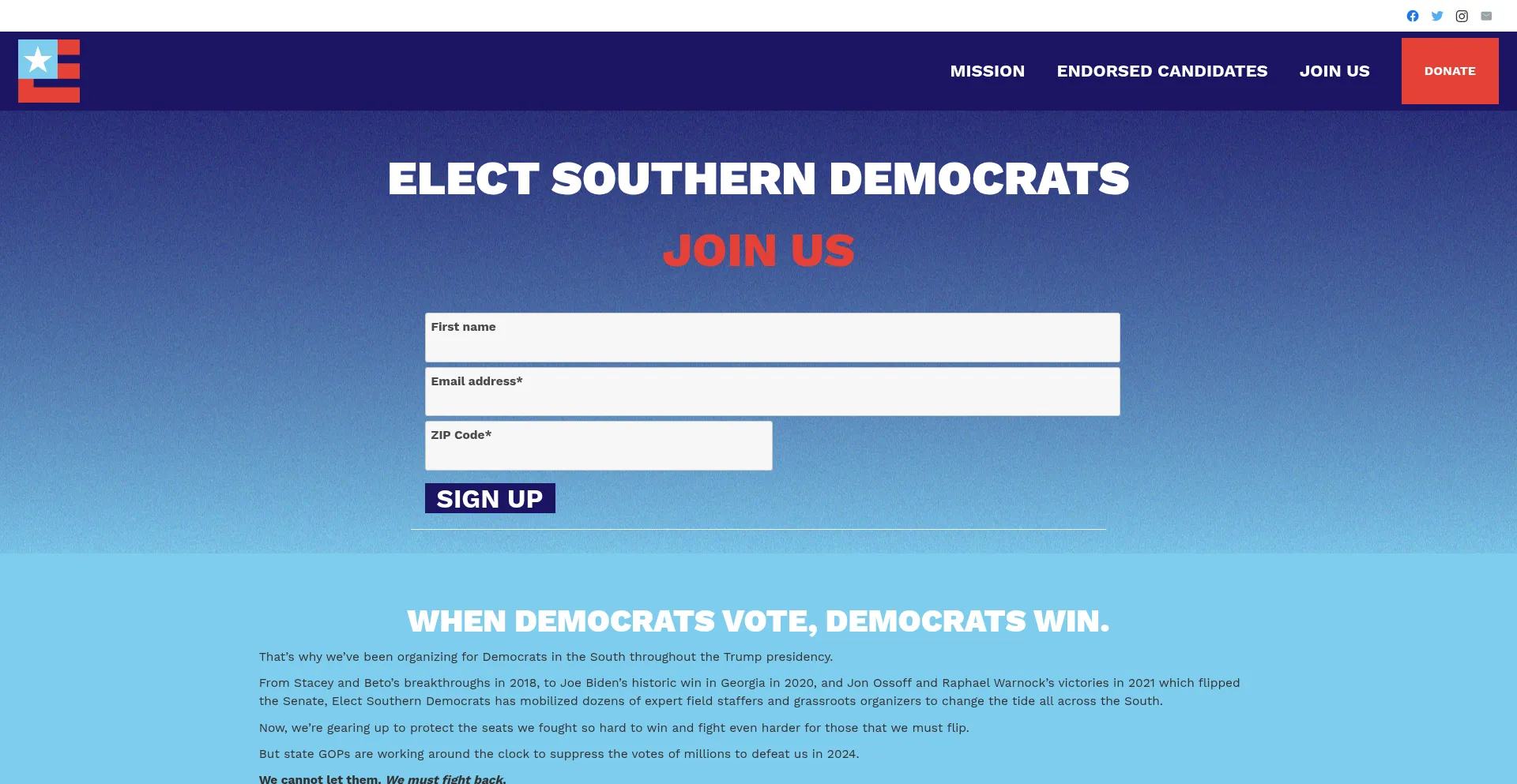 ¿És Seguro y Confiable Electsoutherndemocrats.org?
