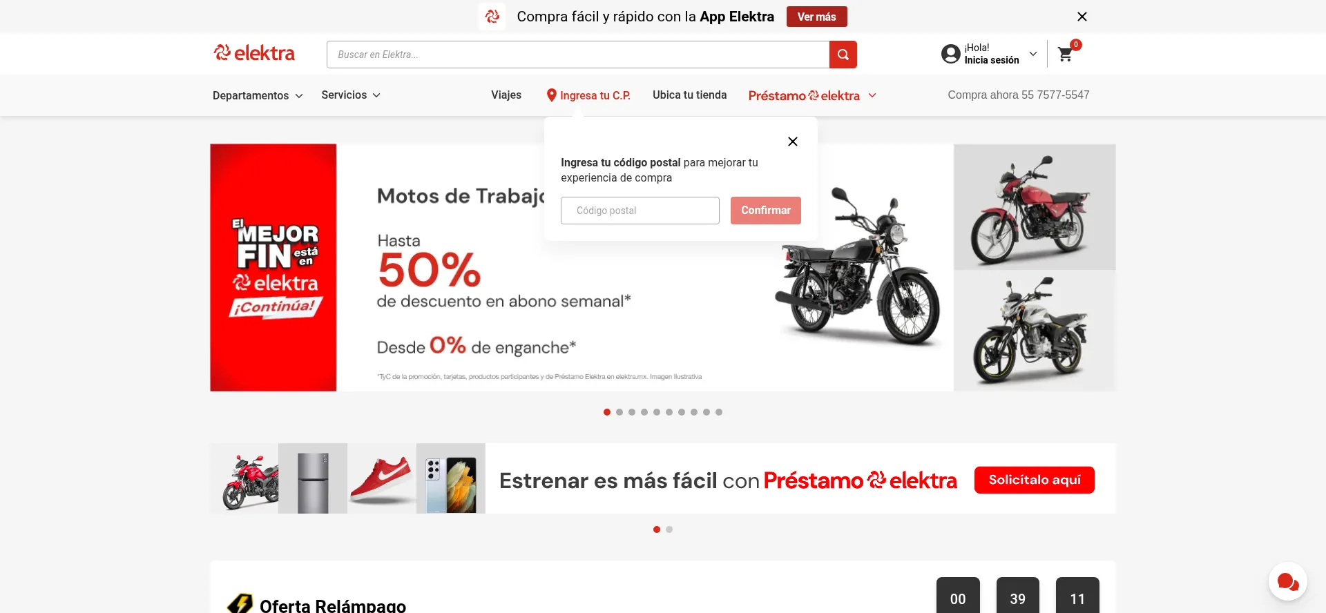 Website screenshot of Elektra.mx