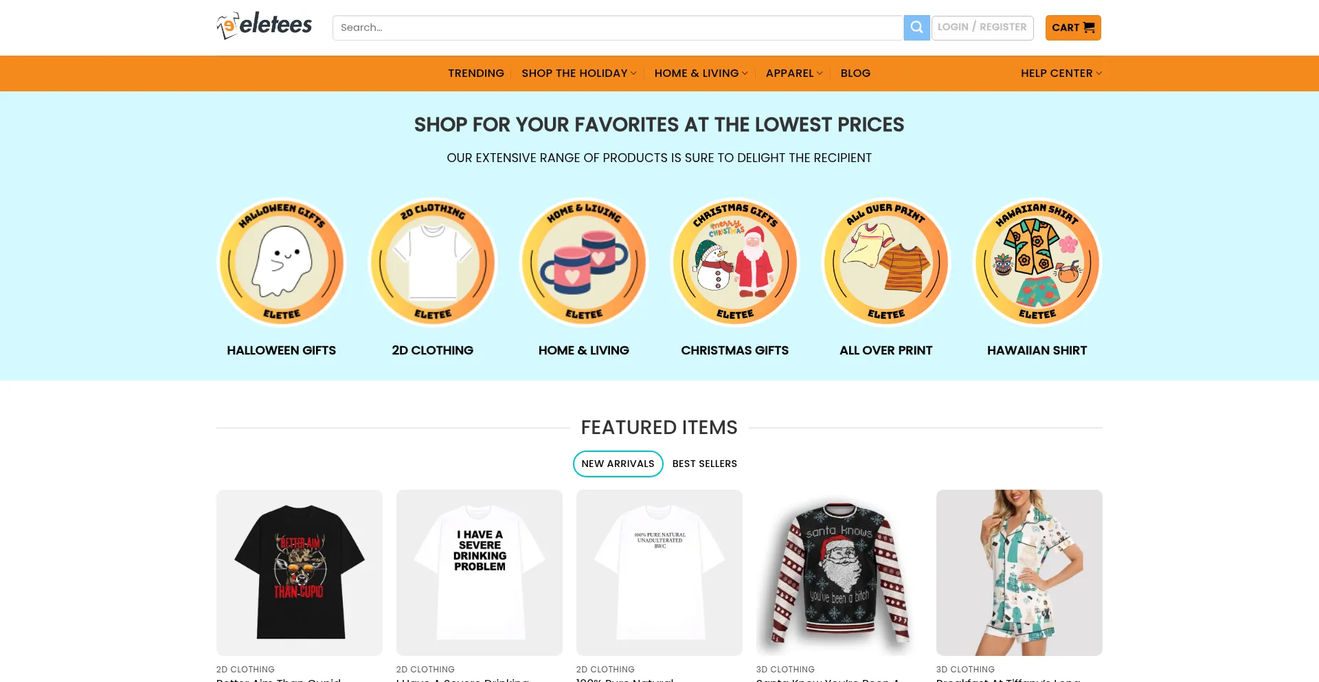 Website screenshot of Eletees.com