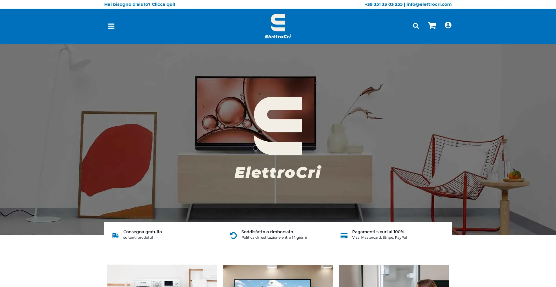 Website screenshot of Elettrocri.com